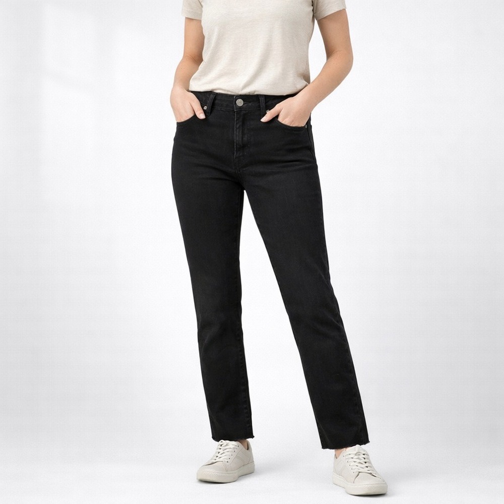 EDWIN Bree Black Denim Jeans Women's 29 High‎ Rise Raw Hem Made USA